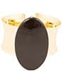 Barse Dark Dalmation Onyx Cuff Bracelet, Color:Agate/Gold - Image 2