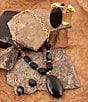 Barse Dark Dalmation Onyx Cuff Bracelet, Color:Agate/Gold - Image 5