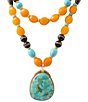 Barse Earthbound Golden and Genuine Stone Pendant Short Multi Strand Necklace - Image 1