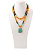 Barse Earthbound Golden and Genuine Stone Pendant Short Multi Strand Necklace - Image 2