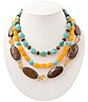 Barse Earthbound Golden and Genuine Stone Statement Necklace - Image 1