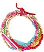 Color:Pink - Image 1 - Five Strand Genuine Stone Stretch Bracelet Set