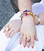 Color:Pink - Image 2 - Five Strand Genuine Stone Stretch Bracelet Set