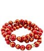 Barse Red Jade Golden Stretch Bracelet Set, Color:Gold/Red - Image 2