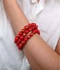 Barse Red Jade Golden Stretch Bracelet Set, Color:Gold/Red - Image 3