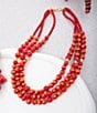 Barse Foiled Jade Golden Flame Triple Strand Beaded Necklace, Color:Gold/Red - Image 4