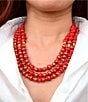 Barse Red Jade Statement Triple Strand Beaded Necklace - Image 3