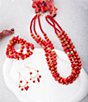 Barse Red Jade Statement Triple Strand Beaded Necklace - Image 5
