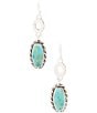 Barse Forged Sky Silver and Genuine Turquoise Drop Earrings - Image 1