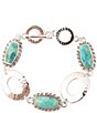 Barse Forged Sky Silver and Genuine Turquoise Line Bracelet - Image 1