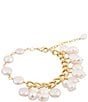 Barse Freshwater Pearl Aurelia Charm Bracelet, Color:Pearl/Gold - Image 2