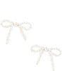 Barse Freshwater White Pearl Bow Post Earrings, Color:Silver - Image 1