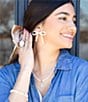 Barse Freshwater White Pearl Bow Post Earrings, Color:Silver - Image 4