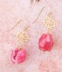 Color:Fuchsia/Gold - Image 2 - Fuchsia Genuine Agate Drop Earrings