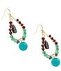 Barse Garnet Agate and Jade Genuine Stone Drop Earrings, Color:Quartz/Abalone/Gold - Image 2