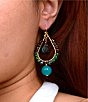 Barse Garnet Agate and Jade Genuine Stone Drop Earrings, Color:Quartz/Abalone/Gold - Image 3