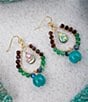Barse Garnet Agate and Jade Genuine Stone Drop Earrings, Color:Quartz/Abalone/Gold - Image 4