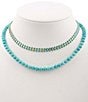 Barse Genuine Stone 2 Row Layered Short Multi-Strand Necklace, Color:Turquoise/Gold - Image 1