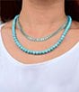Barse Genuine Stone 2 Row Layered Short Multi-Strand Necklace, Color:Turquoise/Gold - Image 3