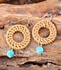 Barse Blue Magnesite Rattan Golden Drop Earrings, Color:Turquoise - Image 3