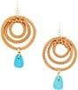 Barse Tulum Blue Magnesite Rattan Golden Drop Earrings, Color:Turquoise - Image 1