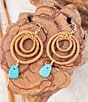 Barse Tulum Blue Magnesite Rattan Golden Drop Earrings, Color:Turquoise - Image 3
