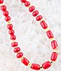 Color:Howlite/Gold - Image 2 - Genuine Stone Bead Howlite Long Strand Necklace