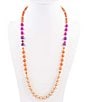 Barse Bordeaux Orange Coral Beaded Golden Long Strand Necklace, Color:Gold/Multi - Image 1