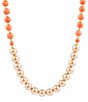 Barse Bordeaux Orange Coral Beaded Golden Long Strand Necklace, Color:Gold/Multi - Image 2