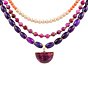 Barse Bordeaux Purple Turquoise and Jade Golden Multi Strand Necklace, Color:Purple/Orange Multi - Image 2