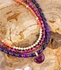 Barse Bordeaux Purple Turquoise and Jade Golden Multi Strand Necklace, Color:Purple/Orange Multi - Image 4