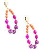 Barse Genuine Stone Bordeaux Statement Teardrop Orbital Drop Earrings, Color:Gold/Multi - Image 2