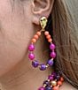 Barse Genuine Stone Bordeaux Statement Teardrop Orbital Drop Earrings, Color:Gold/Multi - Image 3