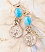 Color:Gold - Image 2 - Genuine Stone Bronze and Mexican Chrysocolla Coin Drop Earrings