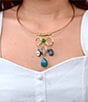 Barse Genuine Stone Charmed Drops Collar Statement Necklace - Image 3