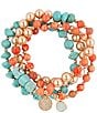 Barse Canyon Blue Magnesite and Jasper Golden Stretch Bracelet Set, Color:Blue/Orange - Image 1
