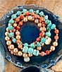 Barse Canyon Blue Magnesite and Jasper Golden Stretch Bracelet Set, Color:Blue/Orange - Image 2