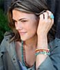 Barse Canyon Blue Magnesite and Jasper Golden Stretch Bracelet Set, Color:Blue/Orange - Image 4