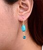 Barse Genuine Stone Crystal Cove Linear Earrings, Color:Turquoise - Image 3