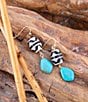 Barse Tulum Blue Magnesite Golden Drop Earrings, Color:Gold/Turquoise - Image 3
