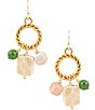 Barse Green Jade and Pink Sunstone Golden Drop Earrings,All Products : American Fashion Style Bags On Sale
