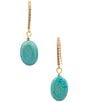 Barse Genuine Stone Frontier Drop Earrings, Color:Turquoise/Gold - Image 1