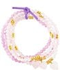 Color:Quartz/Gold - Image 1 - Genuine Stone Lilac Jade Heart Charms Stretch Bracelet Set