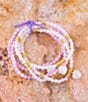 Color:Quartz/Gold - Image 2 - Genuine Stone Lilac Jade Heart Charms Stretch Bracelet Set