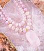 Color:Quartz/Gold - Image 2 - Genuine Stone Lilac Jade Two Row Pendant Necklace