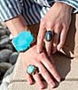 Barse Magnesite Turquoise Stone Slab Hinge Statement Bracelet, Color:Blue - Image 3