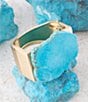 Barse Magnesite Turquoise Stone Slab Hinge Statement Bracelet, Color:Blue - Image 4