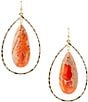 Color:Orange - Image 1 - Genuine Stone Statement Drop Earrings
