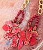 Color:Multi - Image 2 - Genuine Stone Red Tone Statement Necklace