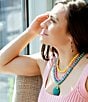 Barse St. Augustine Pink Agate and Blue Turquoise Golden Pendant Necklace, Color:Gold/Multi - Image 4